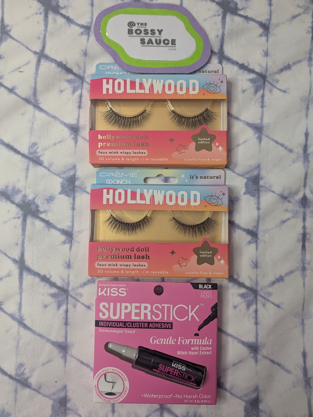 🌸 Creme Natural Hollywood Lashes + KISS Superstick Adhesive Bundle NWT